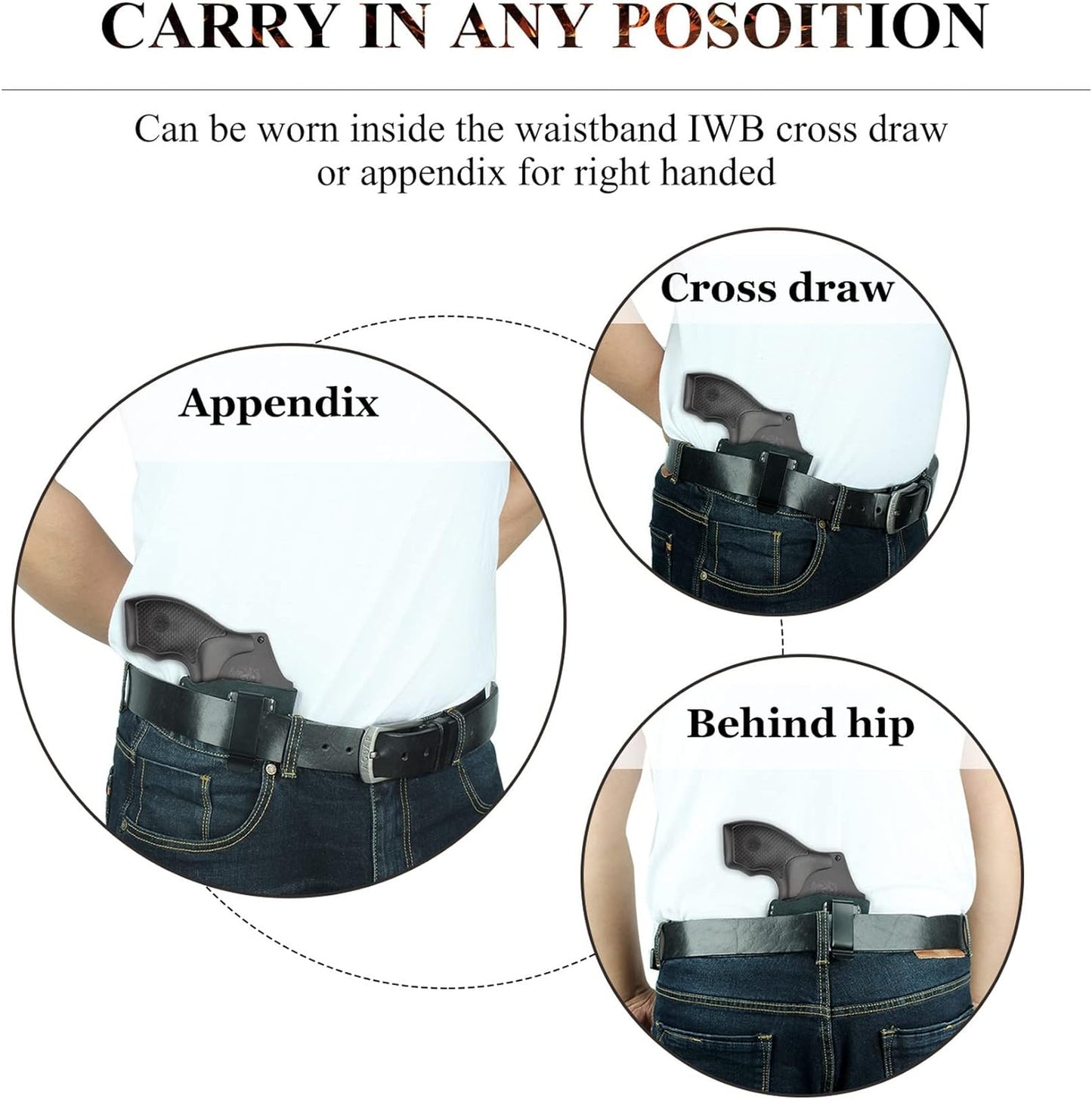 IWB Leather Holster, Fits Most J Frame Revolvers - Ruger SP101 Lcr/Smith and Wesson Bodyguard/Taurus 50 85 / Charter Arms & Most .38 Special Type Holsters … …