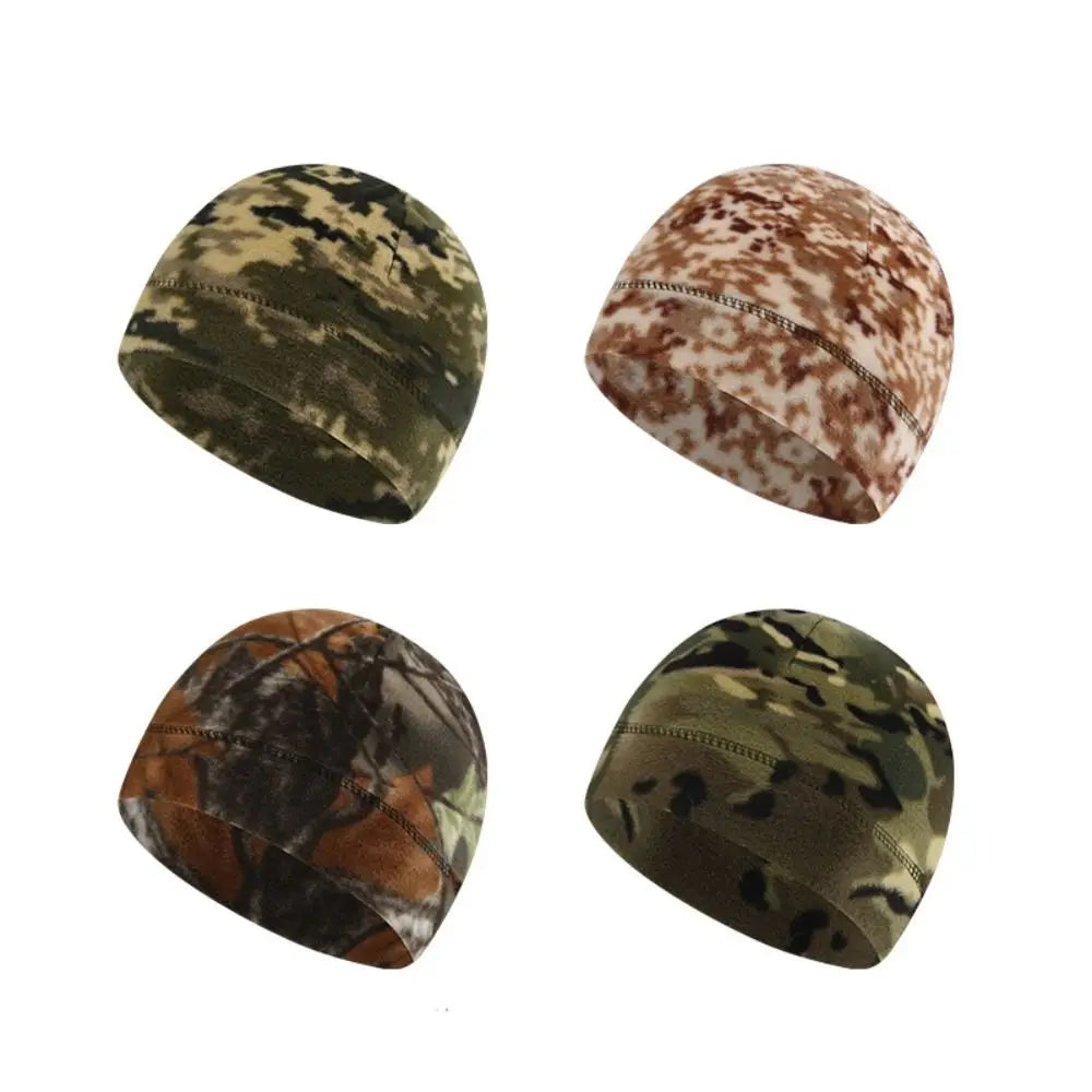 Windproof Fleece Hats Winter Warm Camouflage Thickened Thermal Tactical Hat Elastic Breathable Ski Baggy Hat