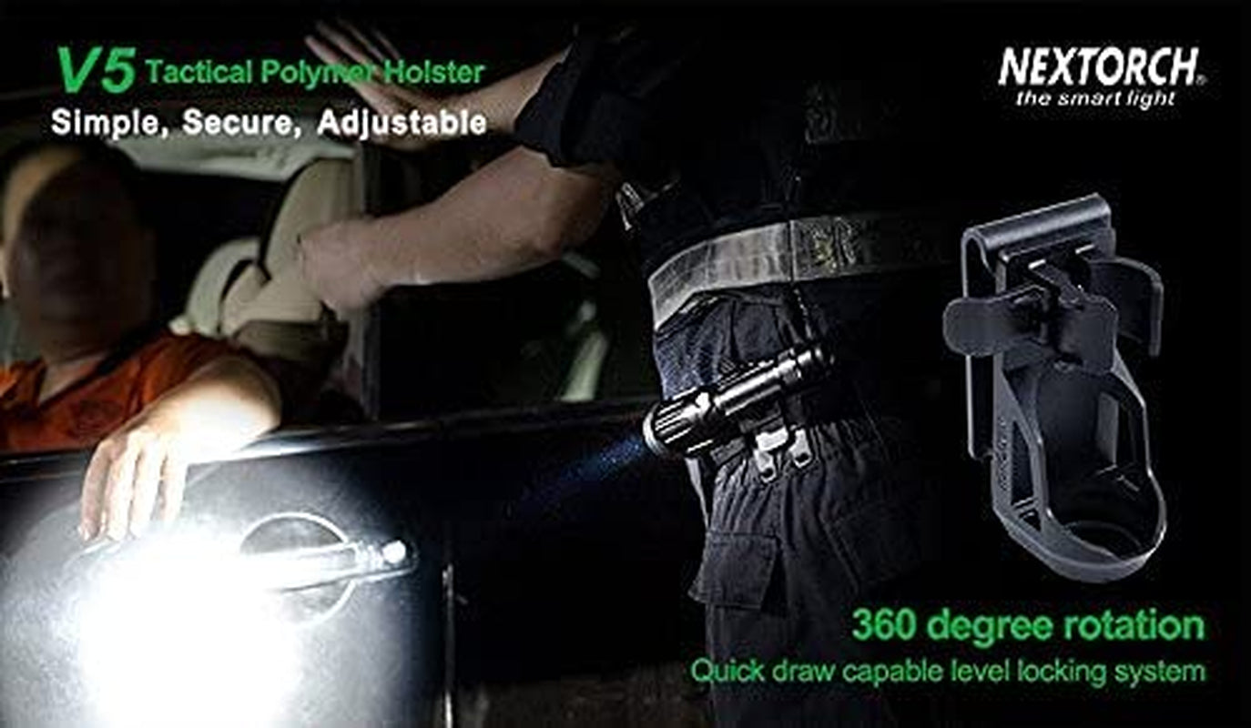 V5 Tactical Flashlight Holster with Lever Side Lock System Only for 1"-1.25" Diameter Flashlight （Holster Head Diameter 0.78"-1.18" Bottom Diameter 1.18")