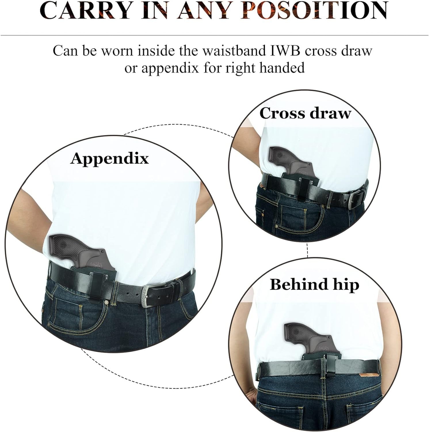 IWB Leather Holster, Fits Most J Frame Revolvers - Ruger SP101 Lcr/Smith and Wesson Bodyguard/Taurus 50 85 / Charter Arms & Most .38 Special Type Holsters … …