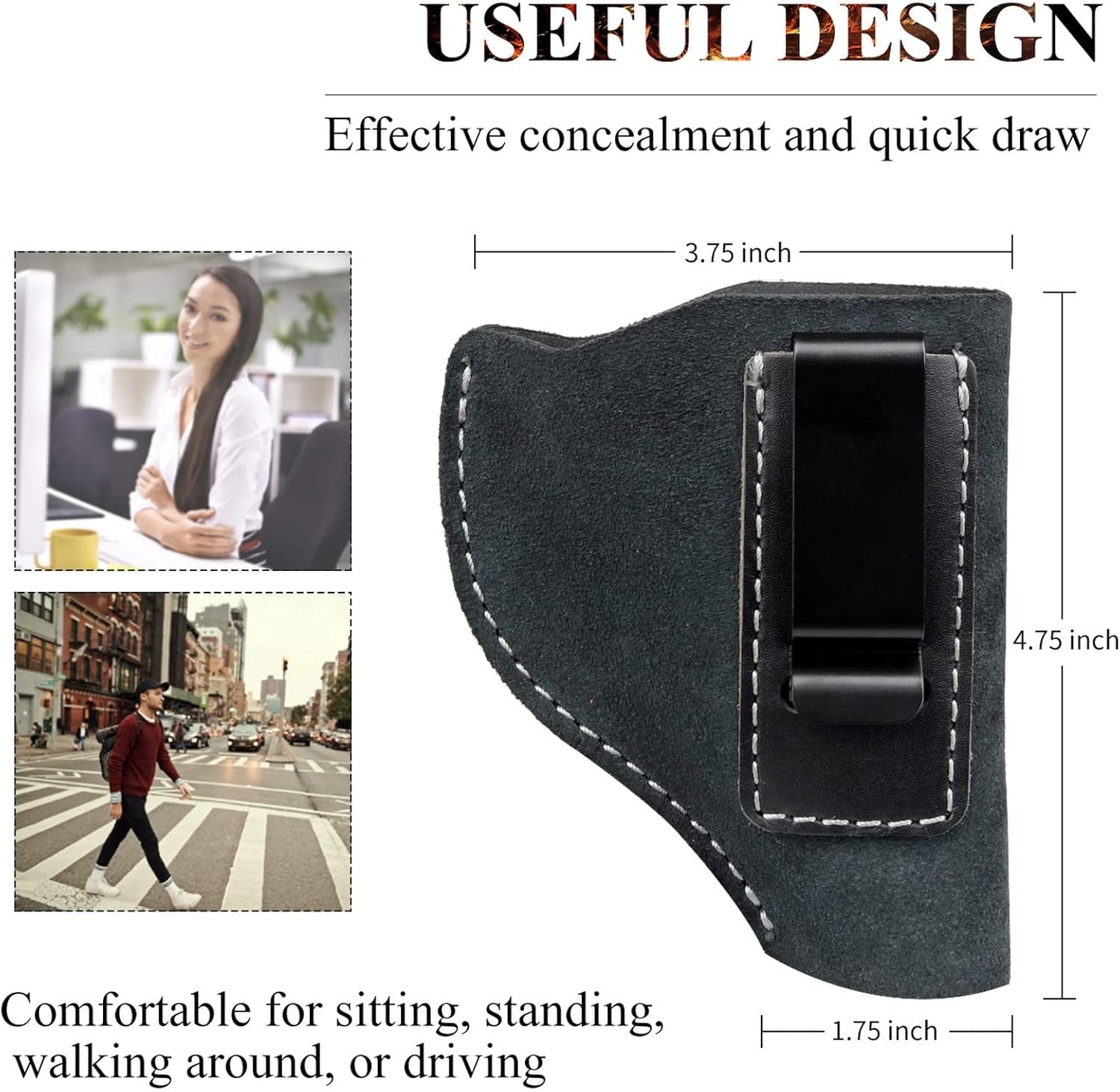 IWB Leather Holster, Fits Most J Frame Revolvers - Ruger SP101 Lcr/Smith and Wesson Bodyguard/Taurus 50 85 / Charter Arms & Most .38 Special Type Holsters … …