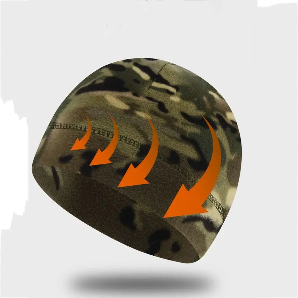 Windproof Fleece Hats Winter Warm Camouflage Thickened Thermal Tactical Hat Elastic Breathable Ski Baggy Hat