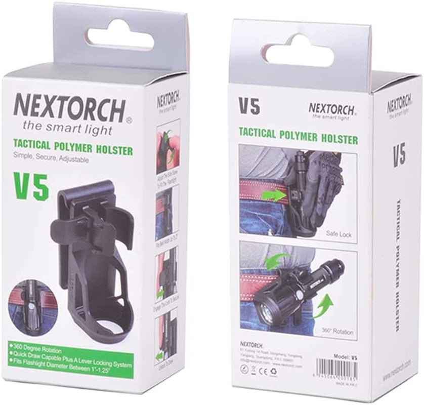 V5 Tactical Flashlight Holster with Lever Side Lock System Only for 1"-1.25" Diameter Flashlight （Holster Head Diameter 0.78"-1.18" Bottom Diameter 1.18")